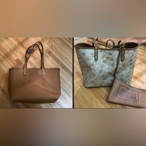 Tan/Floral Daisy Bundle Reversible Coach City Tote w/Zip Wallet, F31776